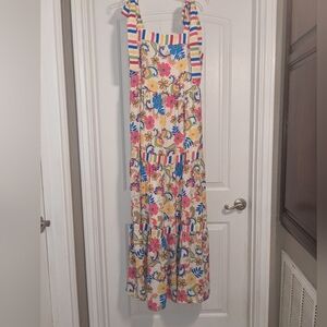 Floral Stripe Maxi Dress - Yellow Pink Blue